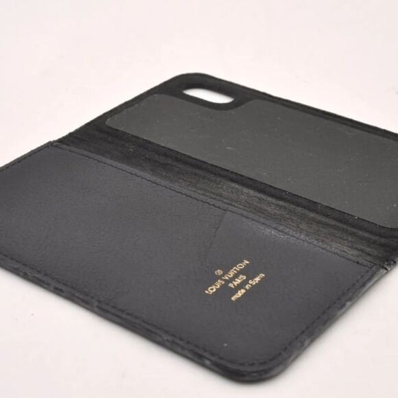 Auth Louis Vuitton Monogram Empreinte Folio iPhone X XS Case M63586 Black 4280H - Picture 10 of 14